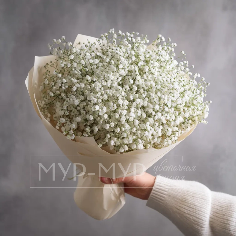Монобукет из белой гипсофилы