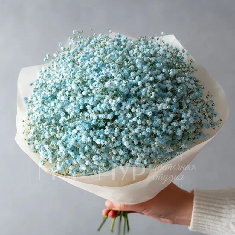 Монобукет из голубой гипсофилы