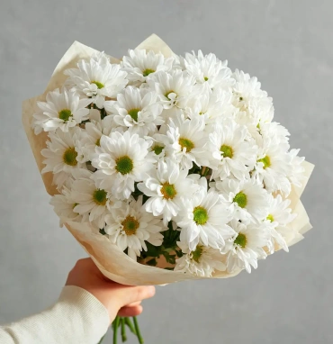 Монобукет из белых хризантем