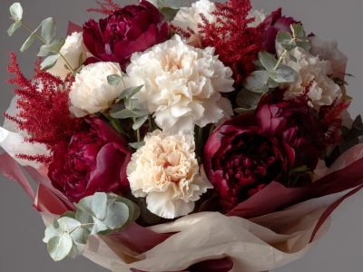 Букет с пионами «Бархатный шелест»