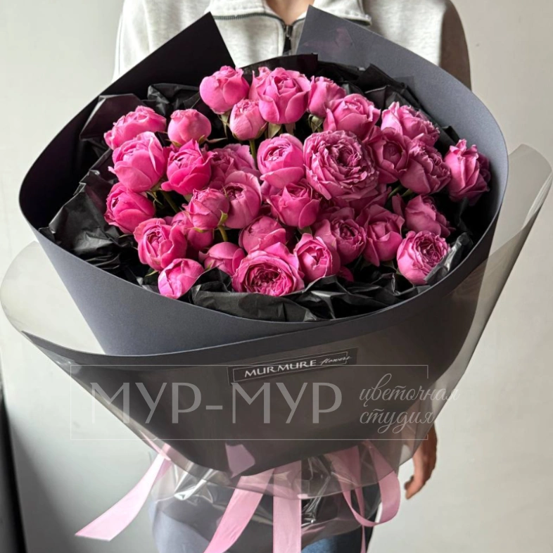 Букет из пионовидных кустовых роз &laquo;Розовый каприз&raquo;