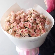 Монобукет из кустовых пионовидных роз &laquo;Розовое облако&raquo; 1