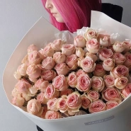 Монобукет из кустовых пионовидных роз &laquo;Розовое облако&raquo; 2