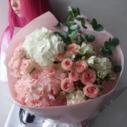 Сборный букет из кустовых роз и гортензии &laquo;Нежный цветочный сон&raquo; 2