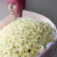Букет из 101 Голландской розы 40 см &laquo;Белое облако роз&raquo; 1