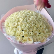 Букет из 101 Голландской розы 40 см &laquo;Белое облако роз&raquo; 2