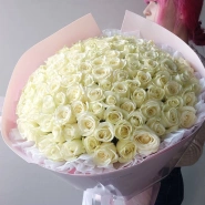 Букет из 101 Голландской розы 40 см &laquo;Белое облако роз&raquo; 0