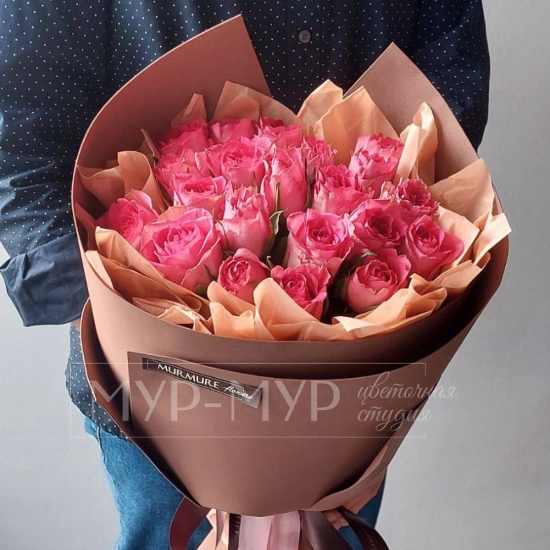 21 Кенийская роза 40 см &laquo;Розовый букет любви&raquo;