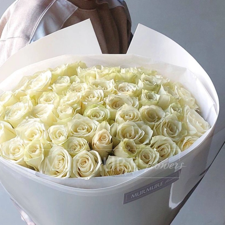 Букет из 51 Голландской белой розы 40 см &laquo;Облако белых роз&raquo;