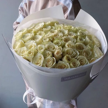 Букет из 51 Голландской белой розы 40 см «Облако белых роз»