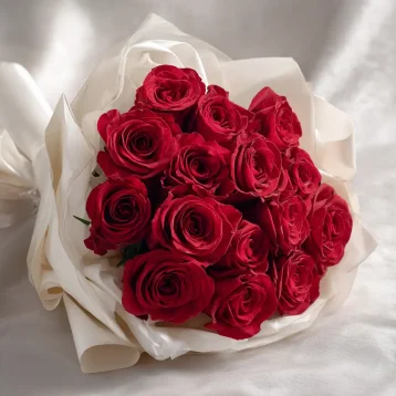 15 красных роз 60 см