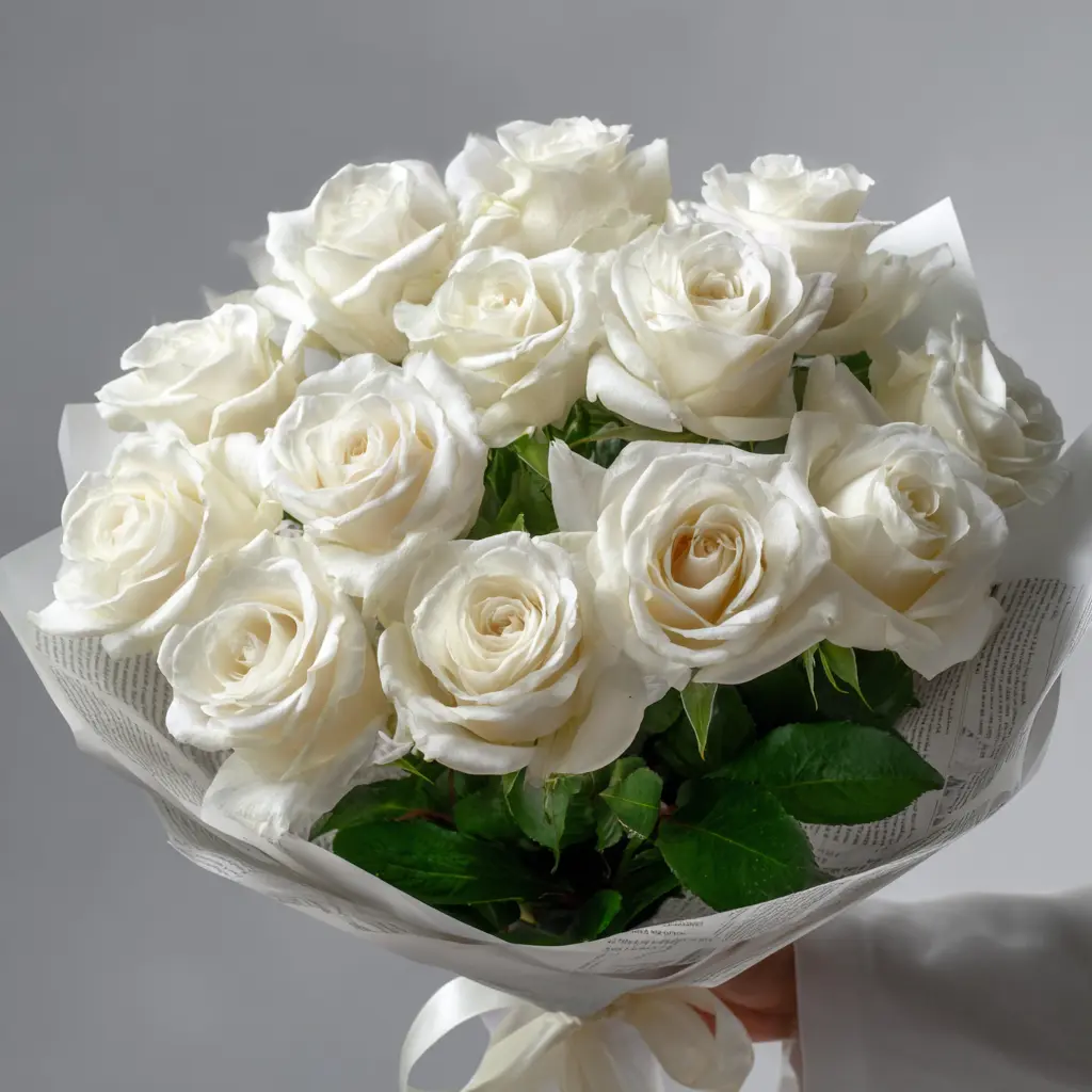 Белые розы «Северная нега»