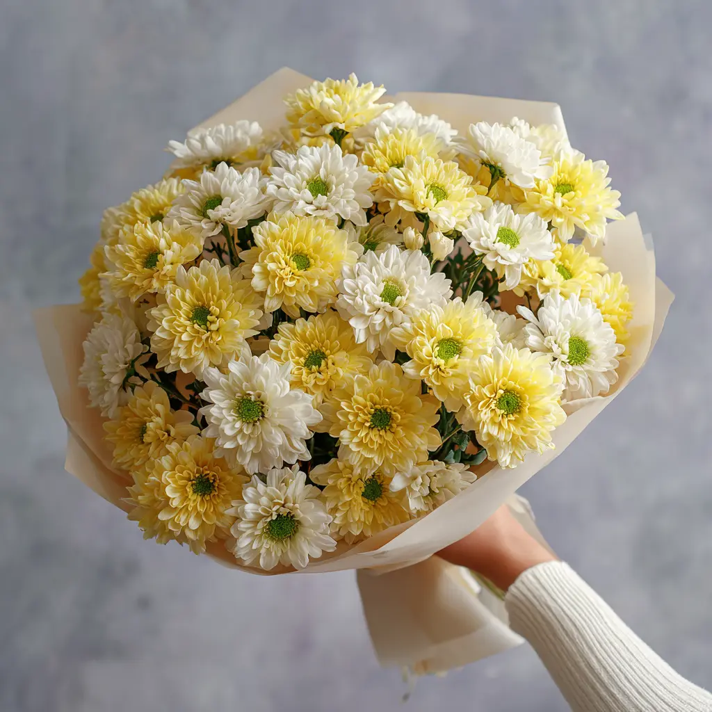 Монобукет из хризантем «Подарок сентября»