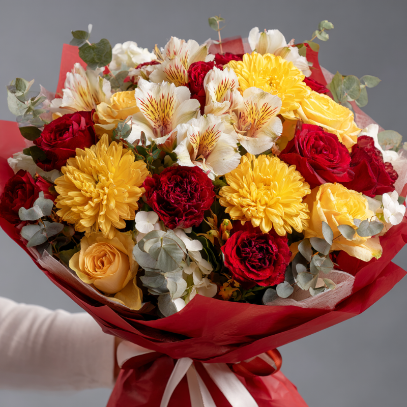 Букет с хризантемами «Ранняя осень»