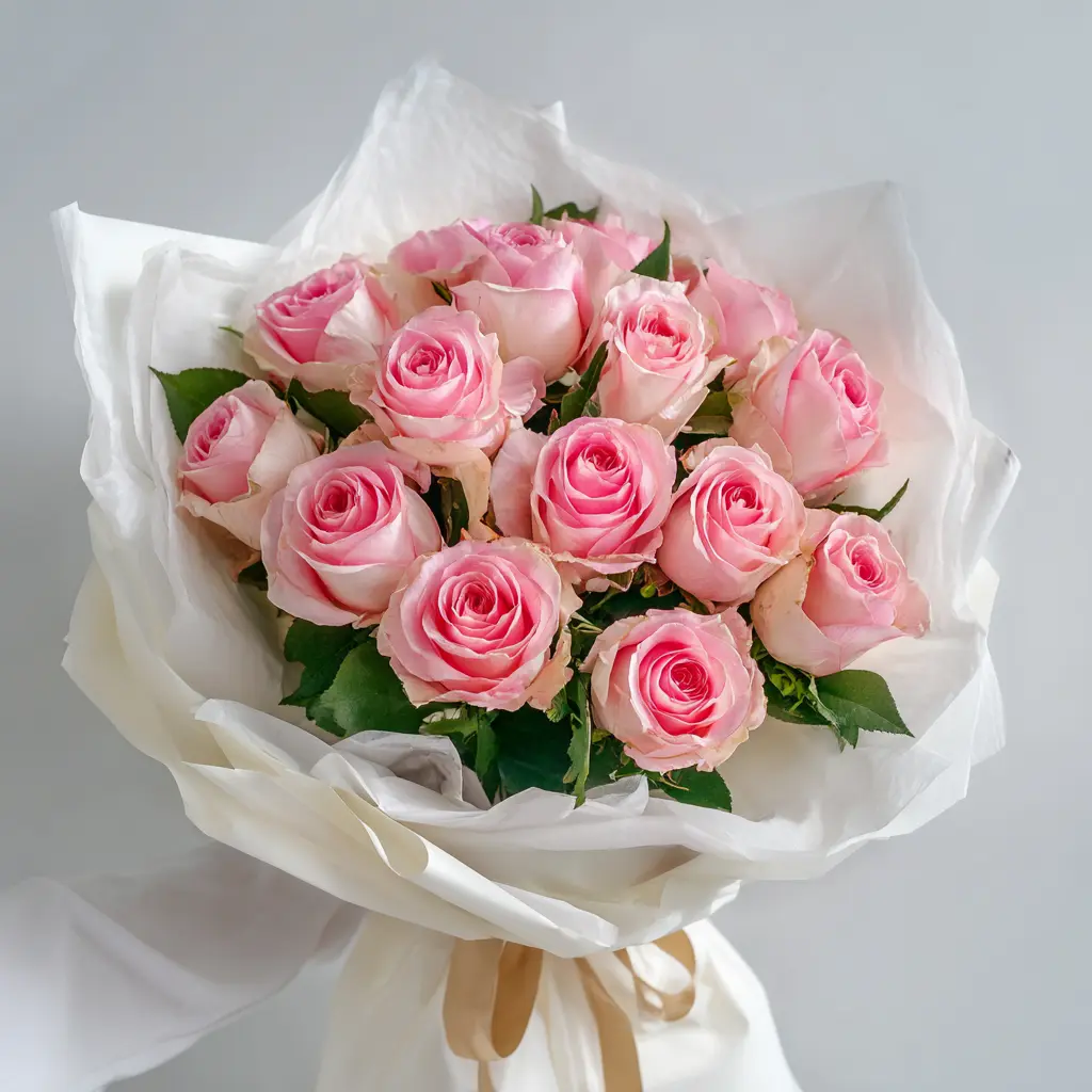 15 розовых эквадорских роз